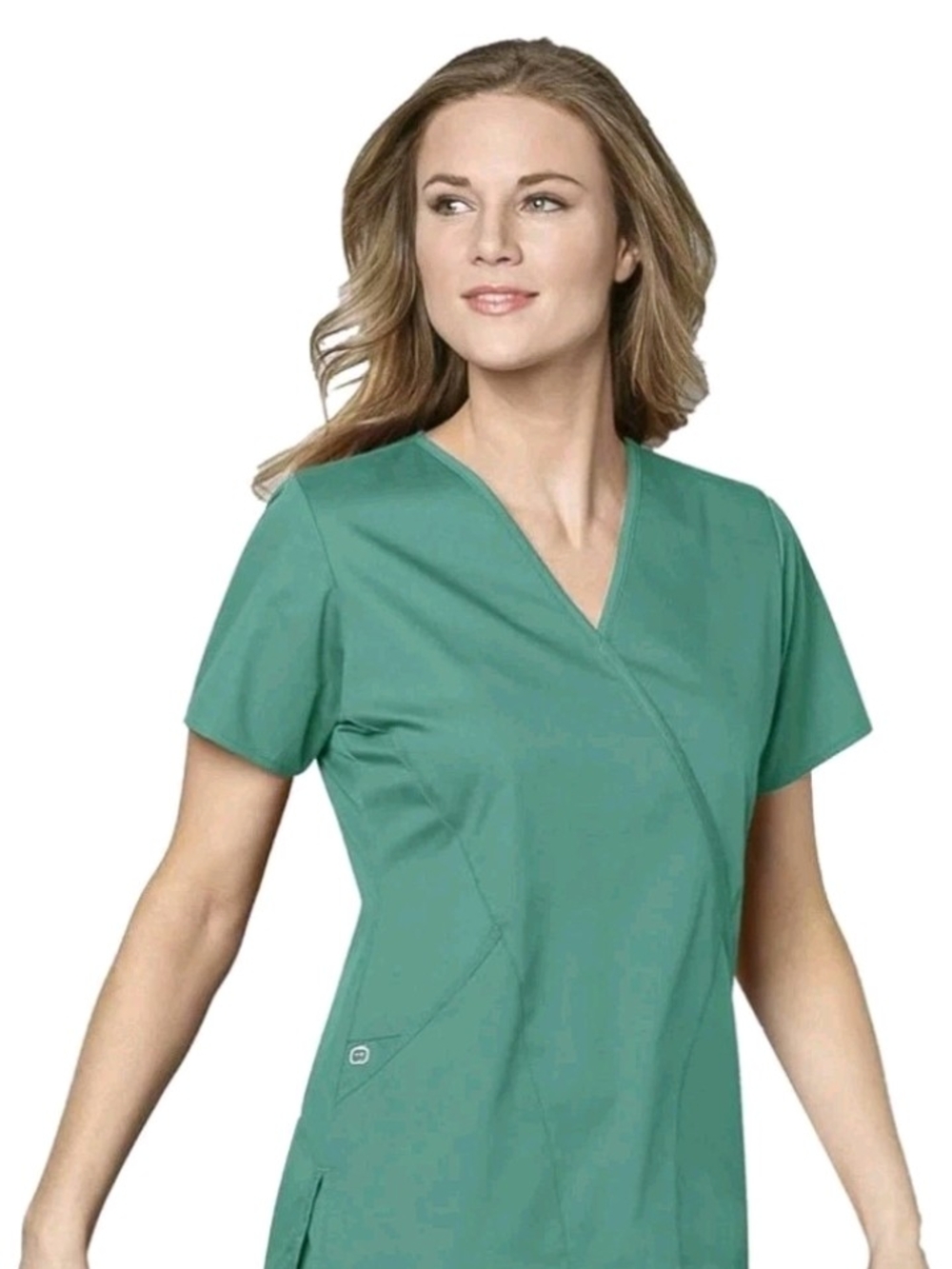 WonderWink Teal Wrap V-Neck Short Sleeve Scrub Top